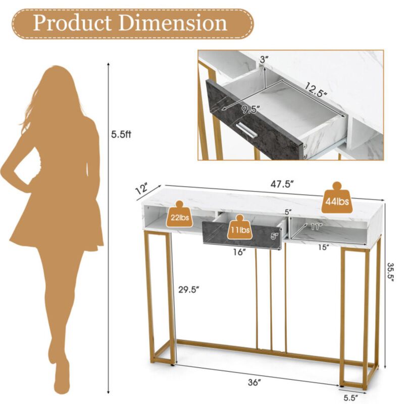 Hivvago Narrow Long Sofa Table for Living Room