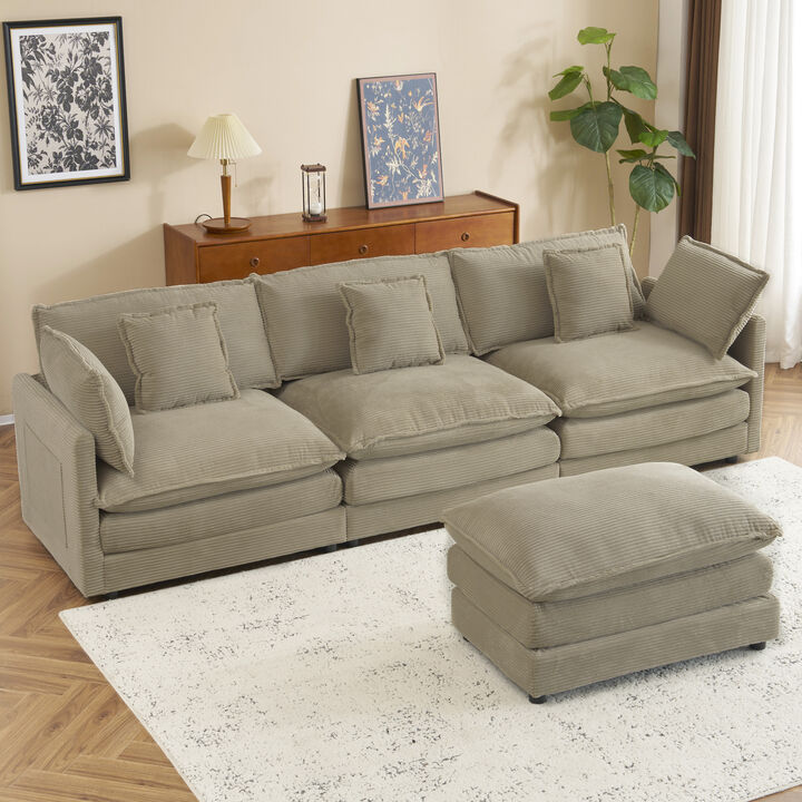 Merax Modern Corduroy Sectional Sofa for Living Room