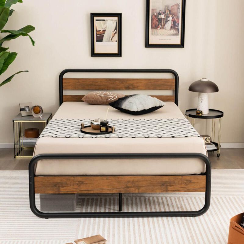 Hivvago Arc Platform Bed with Headboard and Footboard