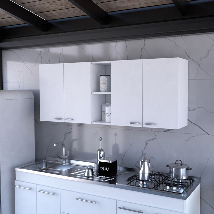 Menlo 59-Inch Four Swing Doors Wall Cabinet White