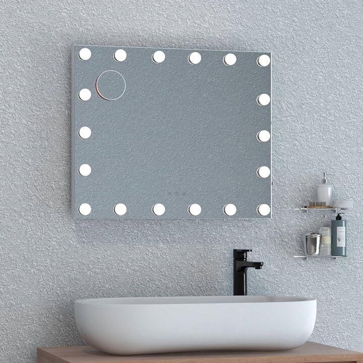 Bathroom Mirror with Dimmable LED Lights and Removable 3X Magnifier