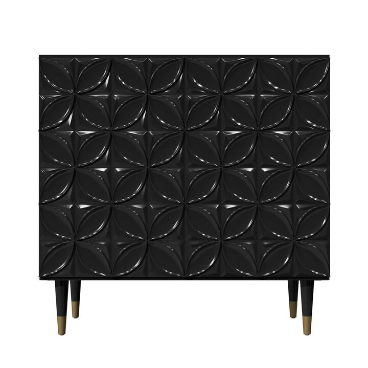 MONDAWE Freestanding 2 Door Locker Accent Cabinet, Disk Floral Pattern Storage Stylish Cabinet