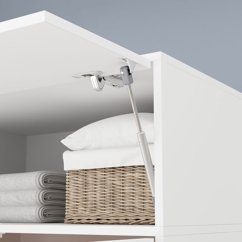 FUFU&GAGA Modern Double-Door Wardrobe with Top Storage Cabinet (31.5" W x 20.6" D x 70.9" H),White