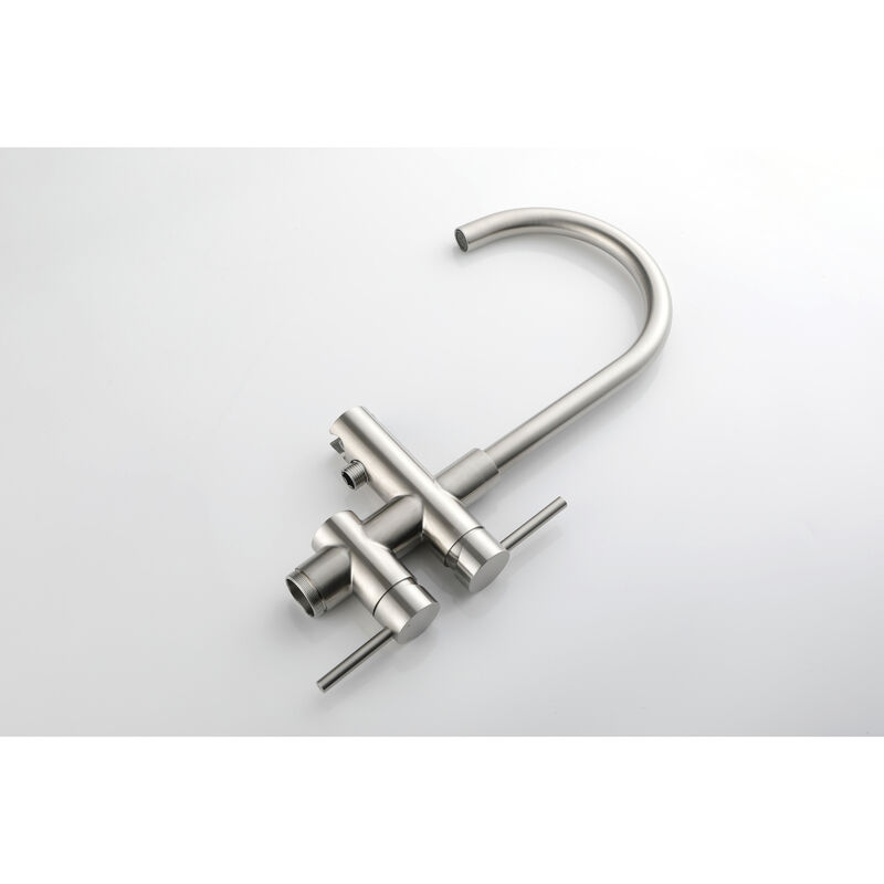 Mount Bathtub Faucet Freestanding Tub Filler Brushed Nickel Standing High Flow Shower Faucets