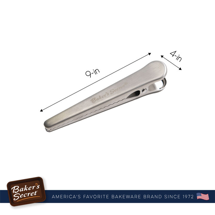 Baker's Secret 4x Bag Clips, Stainless Steel & Non-rusting, Set of 4, Kitchen Essentials, Bag Clip Set, Silver