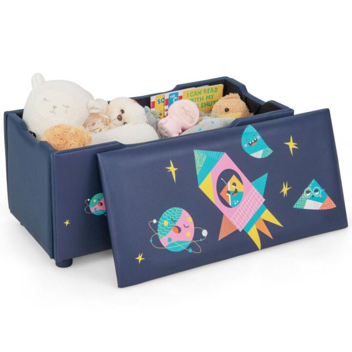 Hivvago Kids Wooden Upholstered Toy Storage Box with Removable Lid
