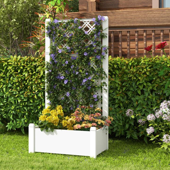 Hivvago Outdoor Planter Box Self-Watering Raised Garden Bed Trellis with Water Level Indicator