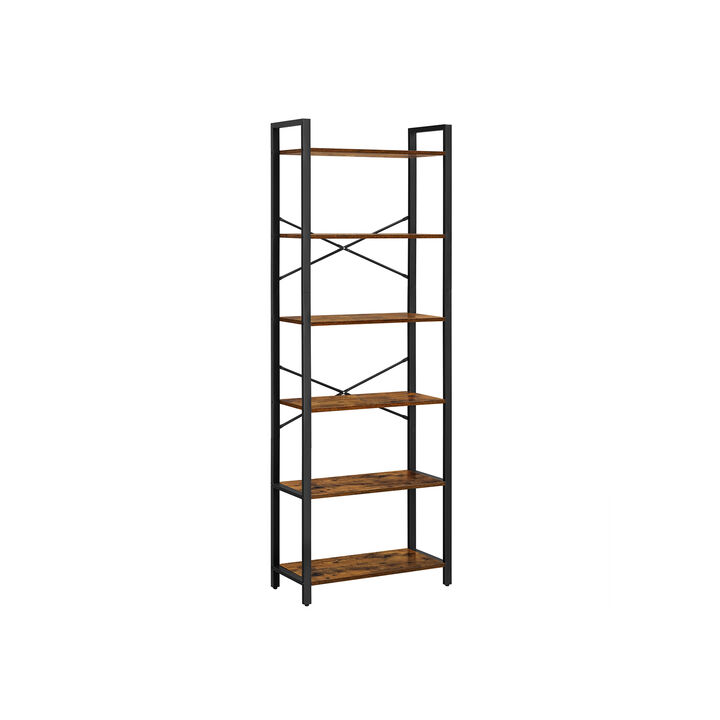 Spacious 6-Tier Bookshelf: Home Office Bookcase and Storage Rack for Organized Workspaces
