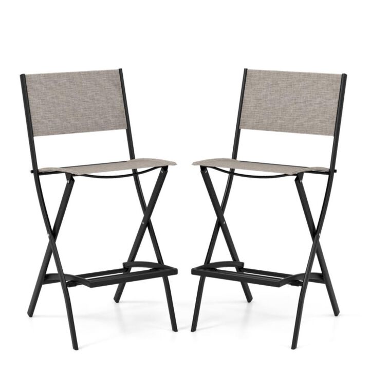 Hivvago Folding Bar Stools Set of 2 Backrest Humanized Footrest
