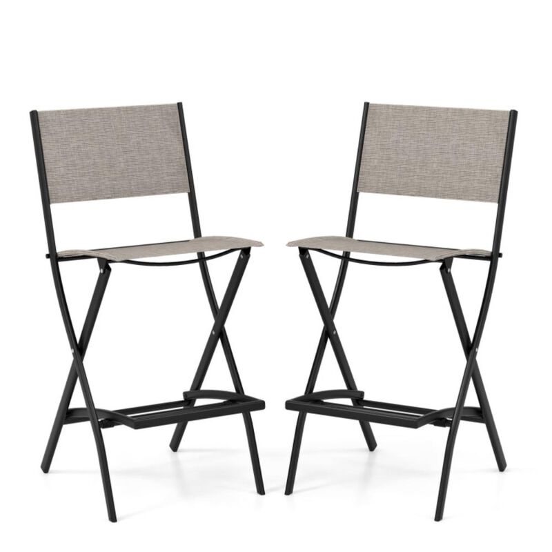 Hivvago Folding Bar Stools Set of 2 Backrest Humanized Footrest
