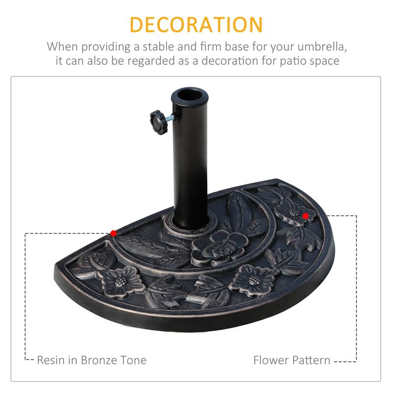 Bronze Umbrella Anchor: 20lbs Half-Round Decorative Resin Base