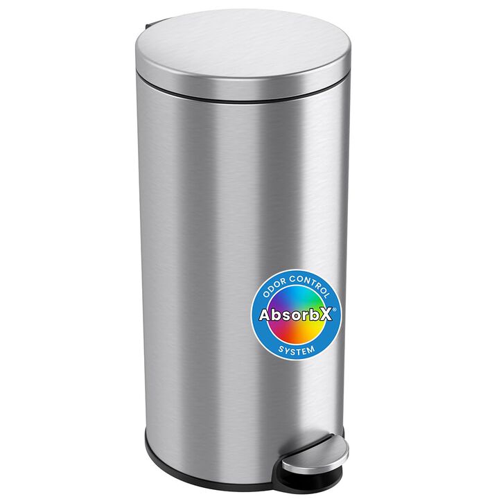 iTouchless 8 Gallon / 30 Liter SoftStep Round Step Pedal Trash Can