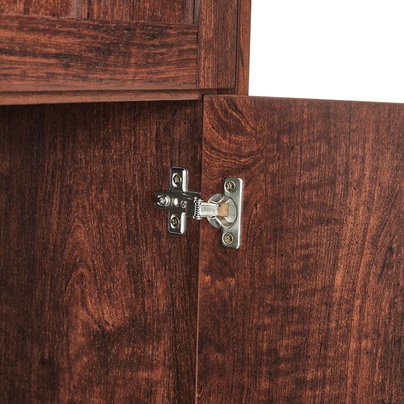 4-Door Walnut Cabinet for Living Room, Kitchen, Office