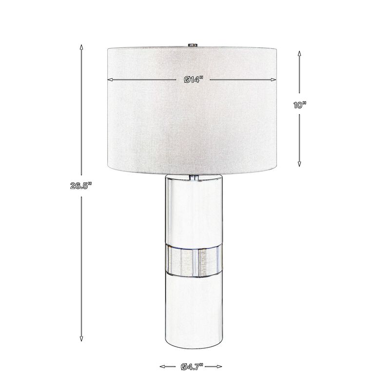 27 Inch Table Lamp, White Round Hardback Drum Shade, Black, Gold Accents - Benzara