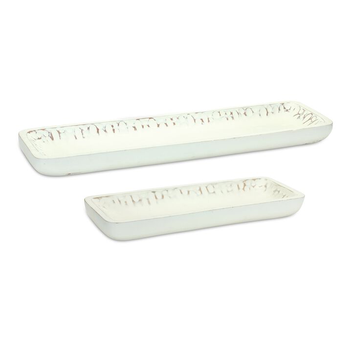 Mango Wood Tray Set of 2 for Rustic Home Accents