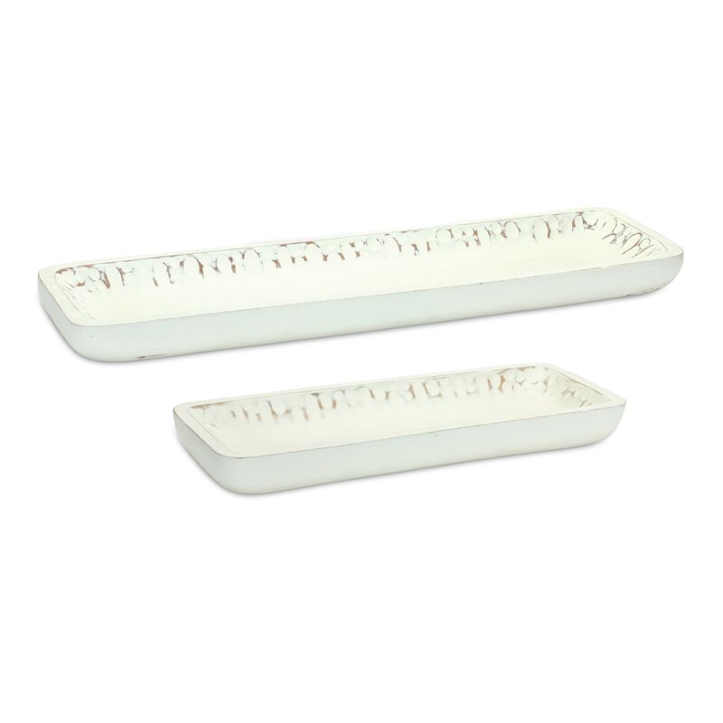 Mango Wood Tray Set of 2 for Rustic Home Accents