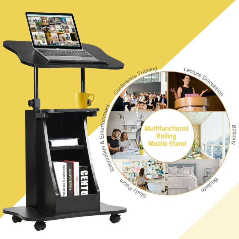 Hivvago Sit-to-Stand Laptop Desk Cart Height Adjustable with Storage