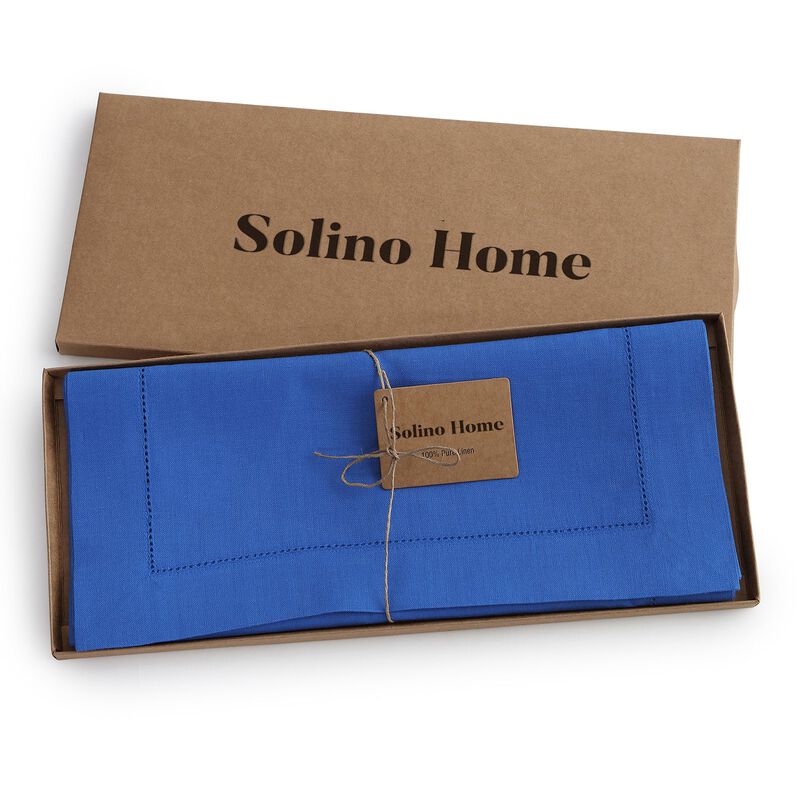 Solino Home 100% Pure Linen Table Runner | Classic Hemstitch for Thanksgiving, Christmas