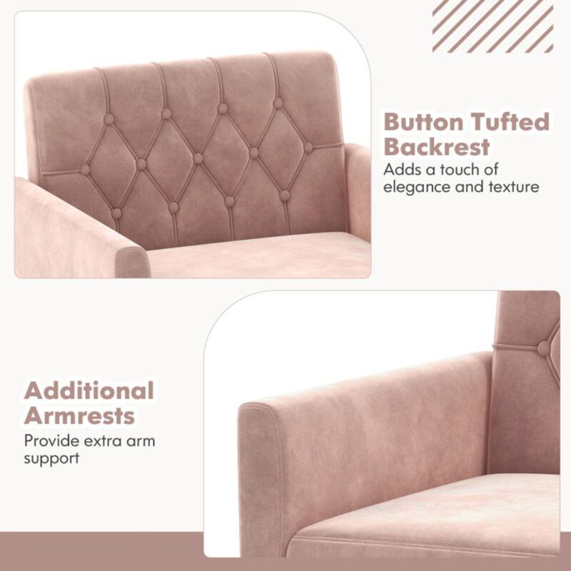 Hivvago Modern Velvet Accent Chair with Button Tufted Back Golden Metal Legs and Adjustable Foot Pads