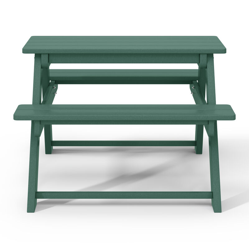 WestinTrends Outdoor Patio Kids HDPE Plastic Picnic Bench Table