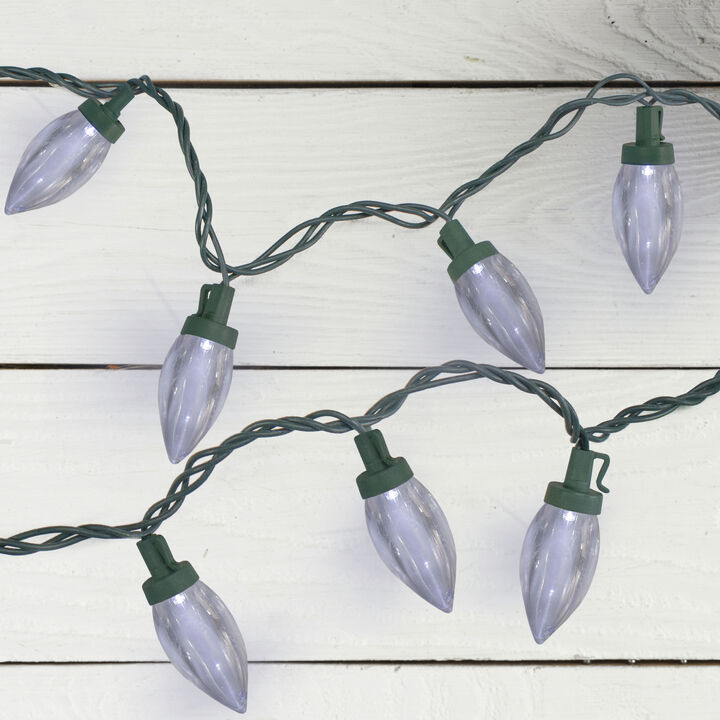 50 Count Pure White LED C9 Christmas Lights  20.25 ft Green Wire