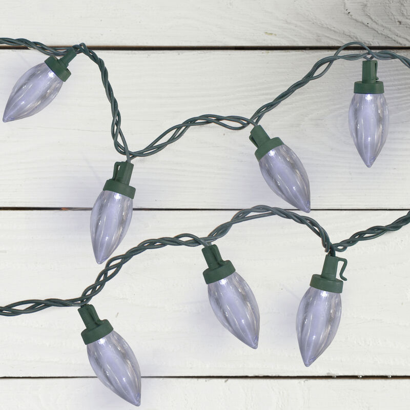 50 Count Pure White LED C9 Christmas Lights  20.25 ft Green Wire
