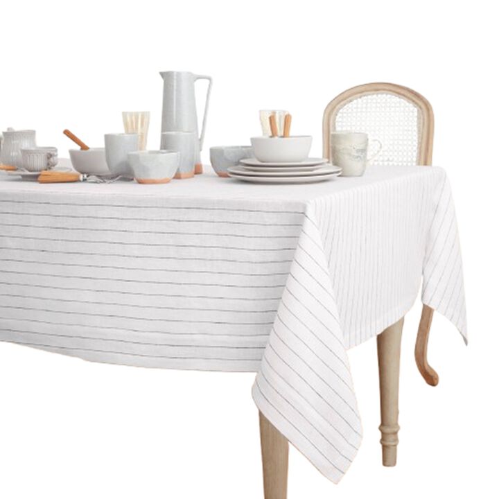 Solino Home 100% Pure Linen Tablecloth | Pinstripe
