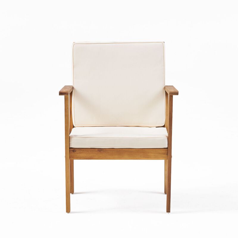 3pc Set with 2 Outdoor Club Chairs and Coffee Table in Acacia Wood - Benzara