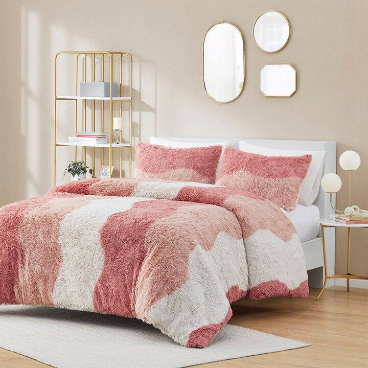 Gracie Mills Serenity Ombre Shaggy Faux Fur Duvet Cover Set - King/Cal King