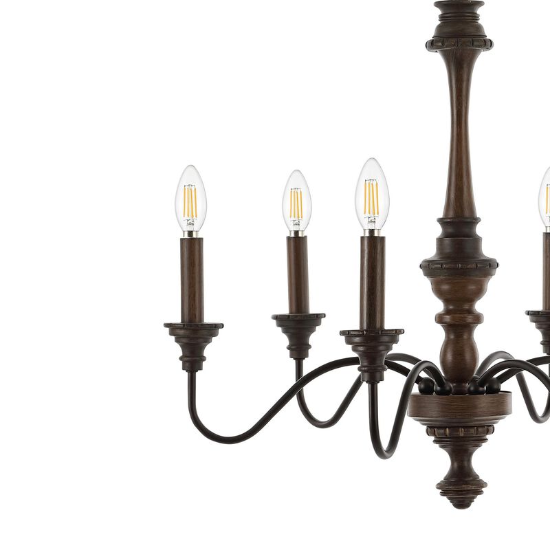 Oakley 6-Light Midcentury Farmhouse Iron LED Chandelier