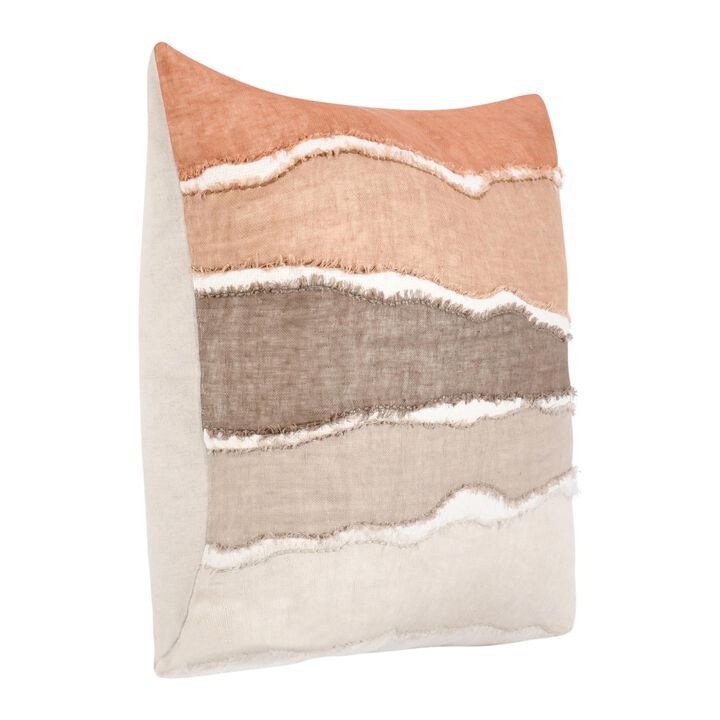 Biki Throw Pillow, 22 Inch Hand Applied Applique Design, Brown White - Benzara