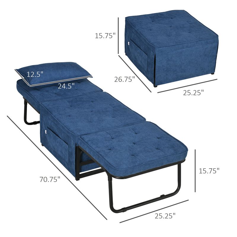Grey & Blue Versatile Seat: 4-in-1 Convertible Ottoman Sofa Bed