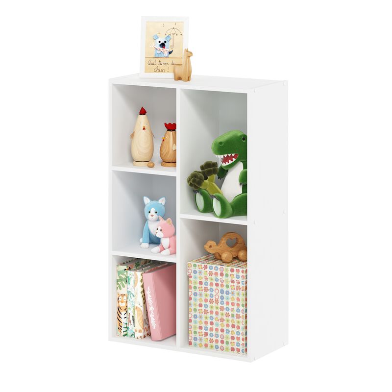 Furinno Luder 5-Cube No Tool Assembly Open Shelf, White