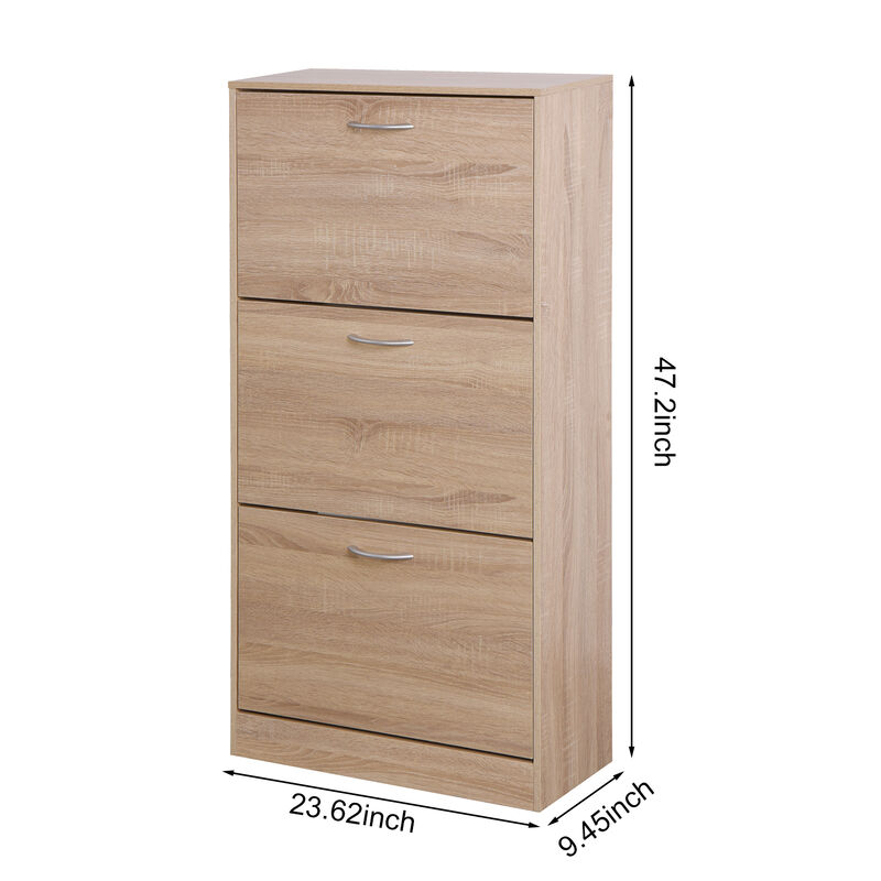 Hivvago 3 Layers Entryway Free Standing Wooden Shoe Rack Storage Organizer