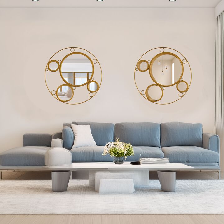 Set of 2 19.75-inch Round Frame Mirror
