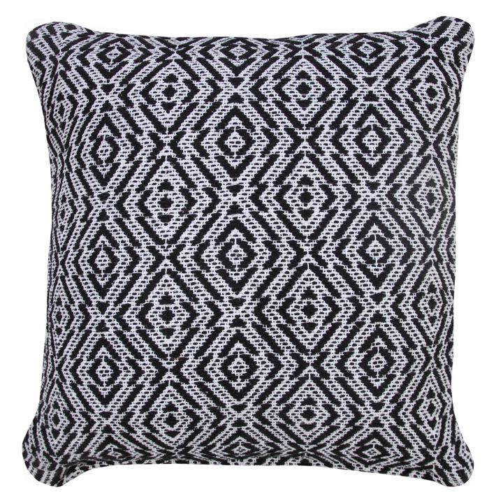 20" Black and White Mirrored Diamond Geometric Square Throw Pillow