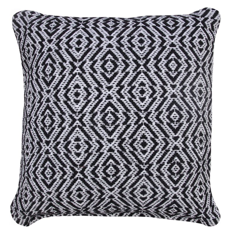 20" Black and White Mirrored Diamond Geometric Square Throw Pillow