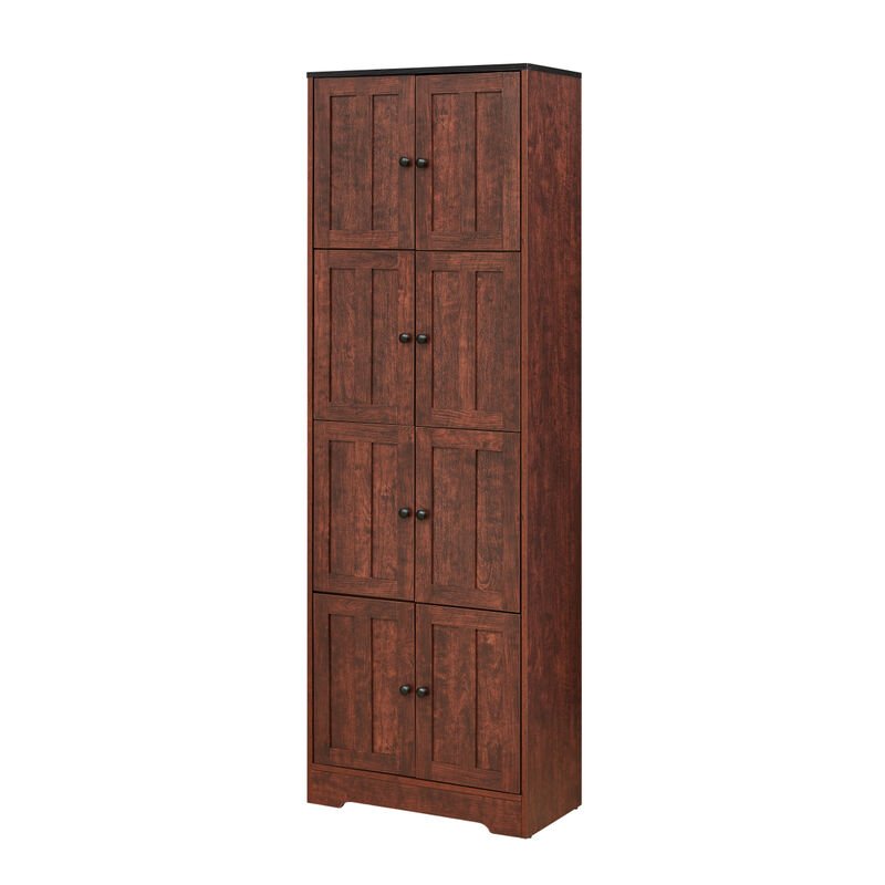 4-Door Walnut Cabinet for Living Room, Kitchen, Office