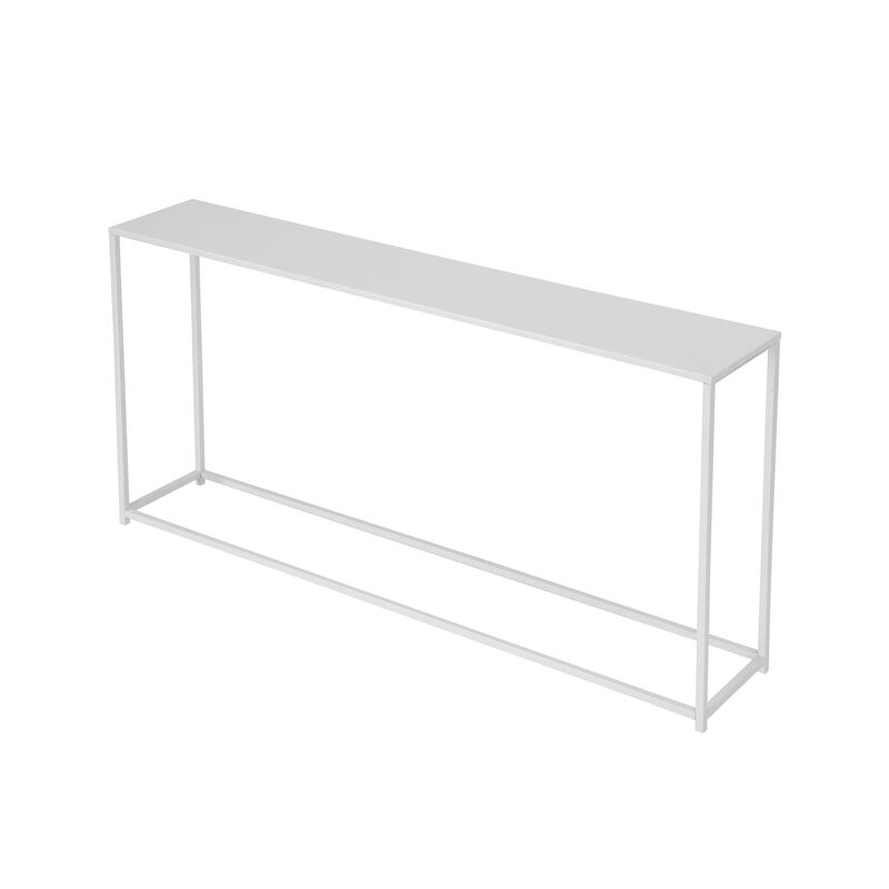 Eme 56 Inch Console Table, Rectangular Top, White Finish Metal Frame  - Benzara