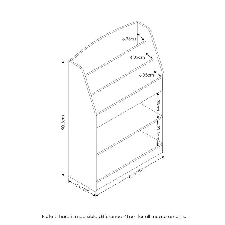FURINNO Lova Magazine/Bookshelf with Storage, 9.45D x 24.57W x 35.5H in, Pink