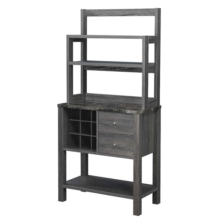 Convenience Concepts Newport 2 Drawer Serving Bar with Wine Rack and Shelves