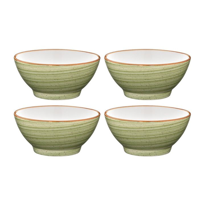 Therapy dia.5.5" h:2.75" 15 oz. Round Green Porcelain Bowl (Set of 4)