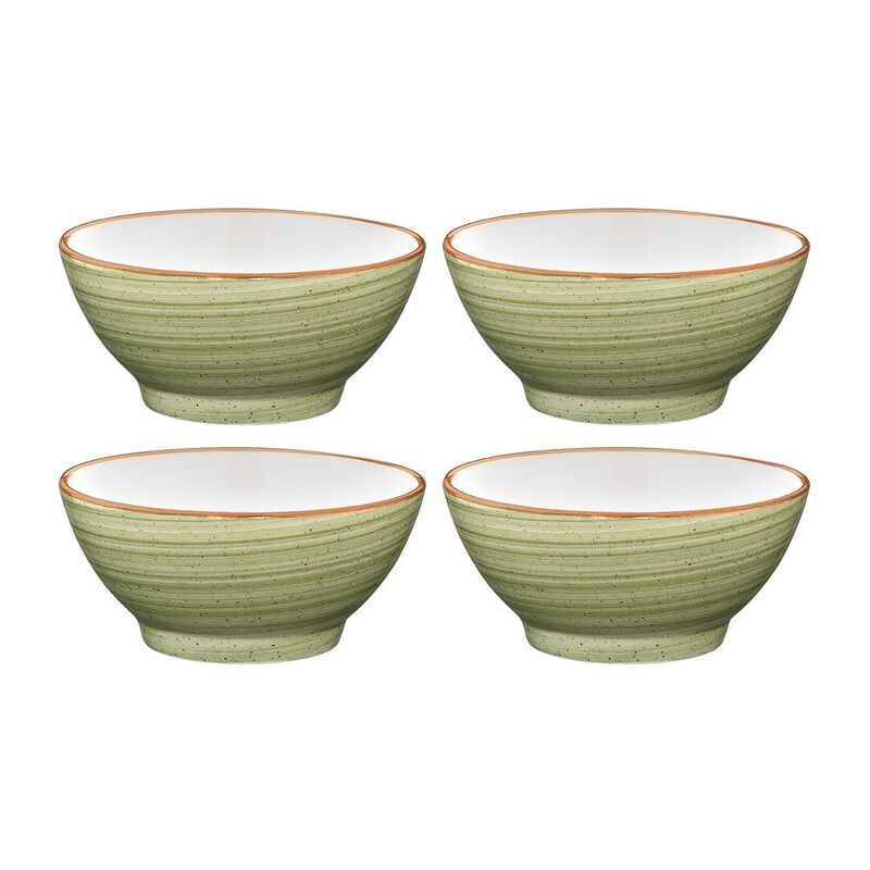 Therapy dia.5.5" h:2.75" 15 oz. Round Green Porcelain Bowl (Set of 4)