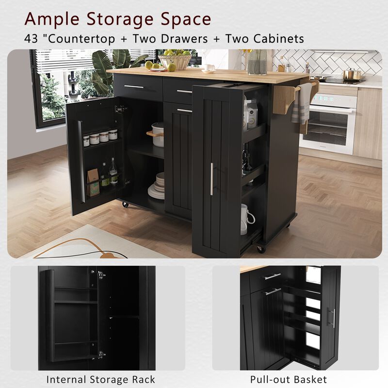Merax Kitchen Storage Island Cart on Wheels