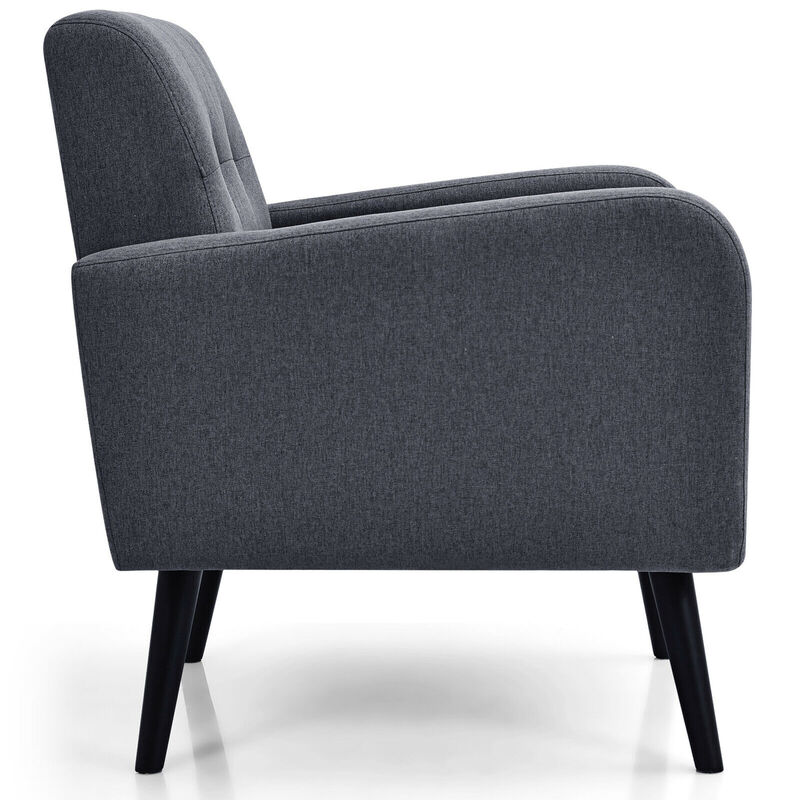 Costway 2PCS Accent Armchair Single Sofa Chair Home Office w/ Wooden Legs Gray