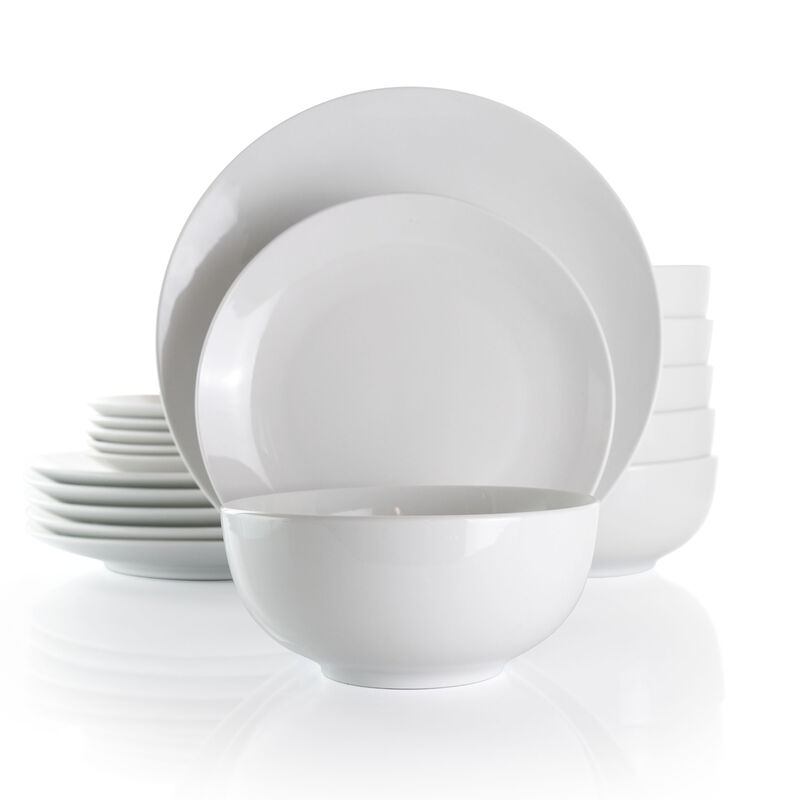 Elama Luna 18 Piece Porcelain Dinnerware Set in White