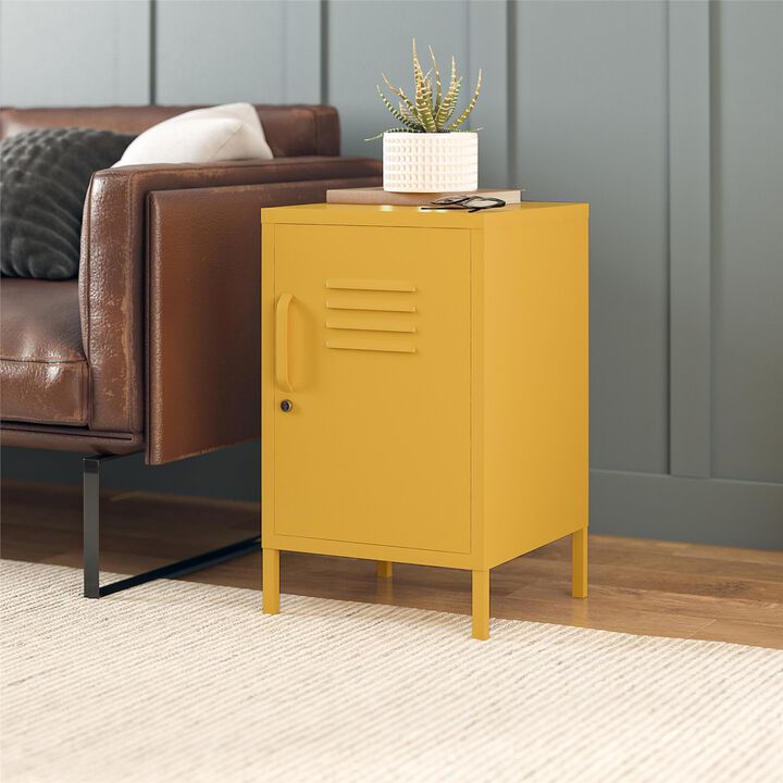 RealRooms Shadwick 1 Door Metal Locker Style Livingroom End Table