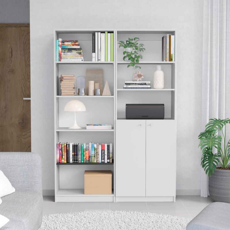 Paonia 2 Piece Living Room Set with 2 Bookcases, White