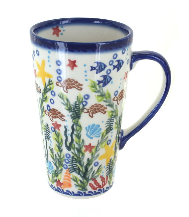 Blue Rose Polish Pottery Snowflake Friends Large Coffee Mug