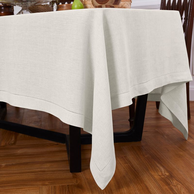 Solino Home 100% Pure Linen Tablecloth | Sonoma Hemstitch